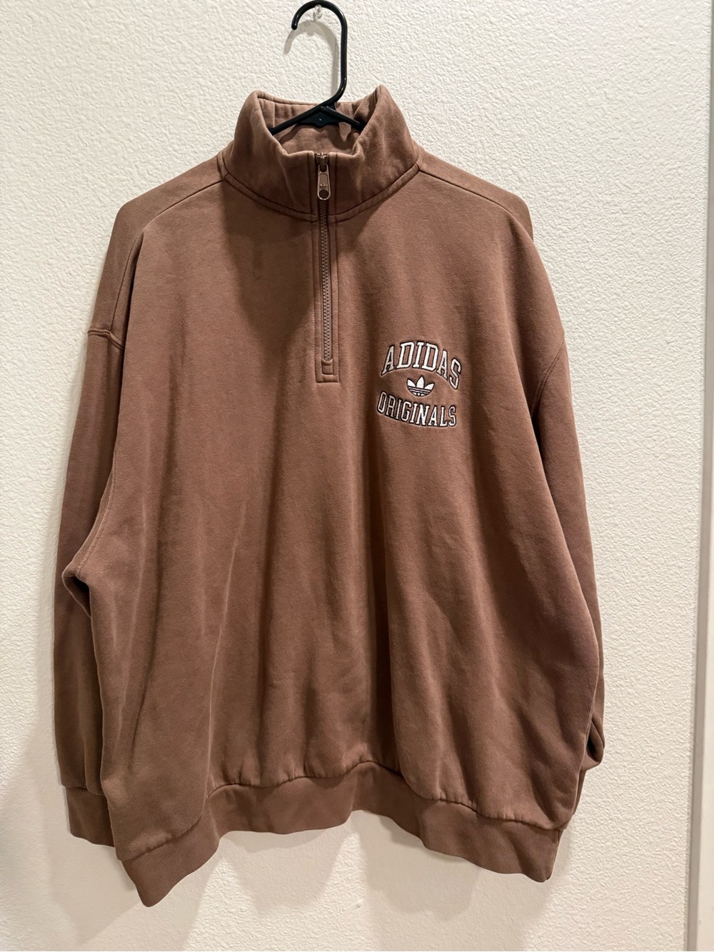 Adidas Originals Half-Zip Sweatshirt in Brown